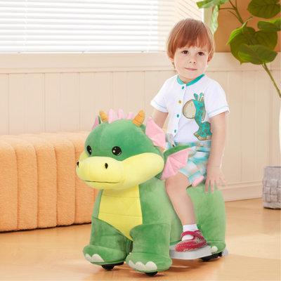 6V Kids Ride on Horse, Battery Powered Ride on Toy, Triceratops Shaped Electric Animal Car with Music Forward, PU Wheels, for Girls Boys Aged 18-36 Months