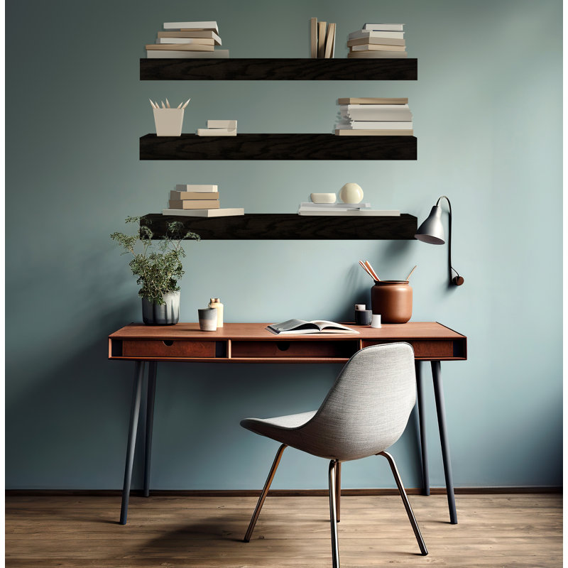 Emerald Lee 3 Piece Oak Solid Wood Floating Shelf, H 5 po x l 40 po x P 7 po