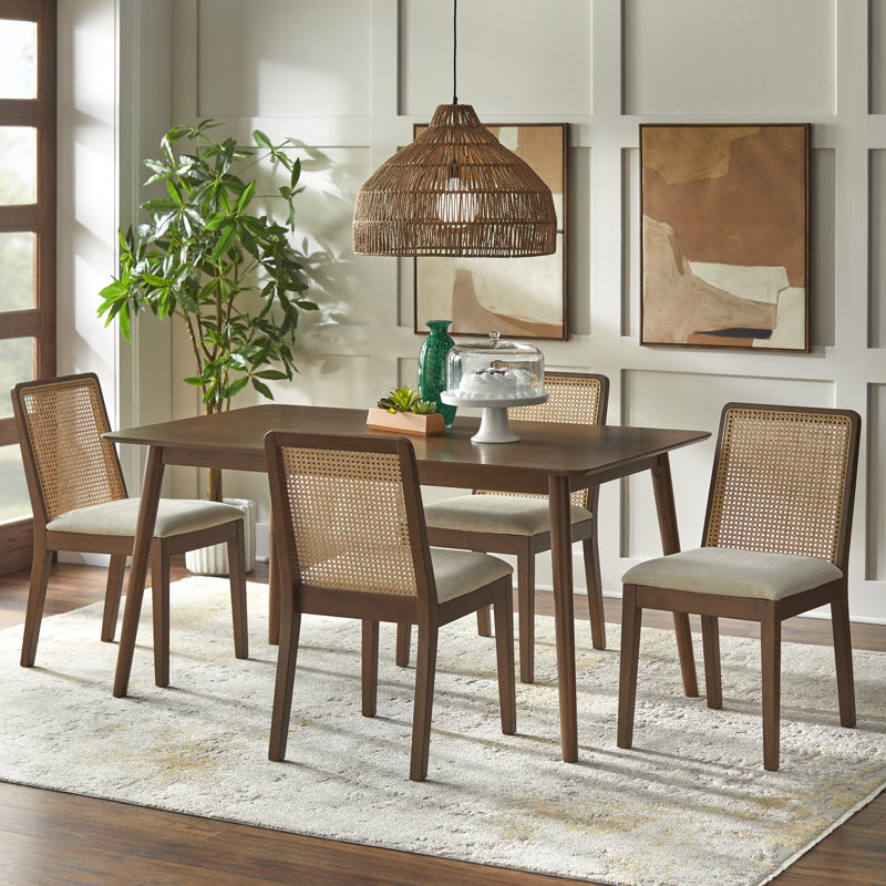 Newington Cane Dining Set, 5 Pieces: Table, 4 Chairs