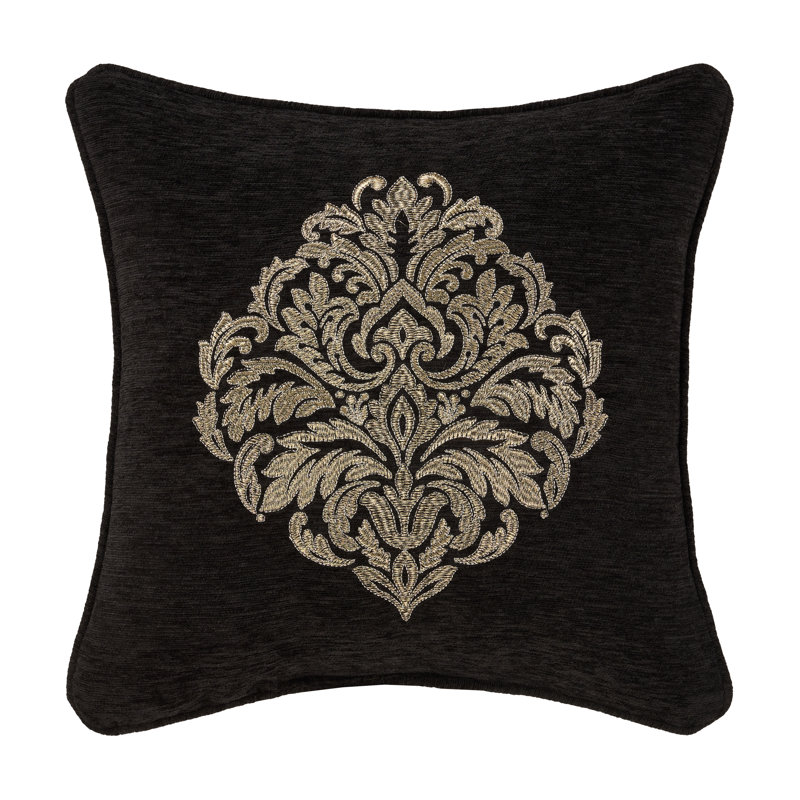 Coussin décoratif carré LAURENZA 18 po, Rouge damassé 1