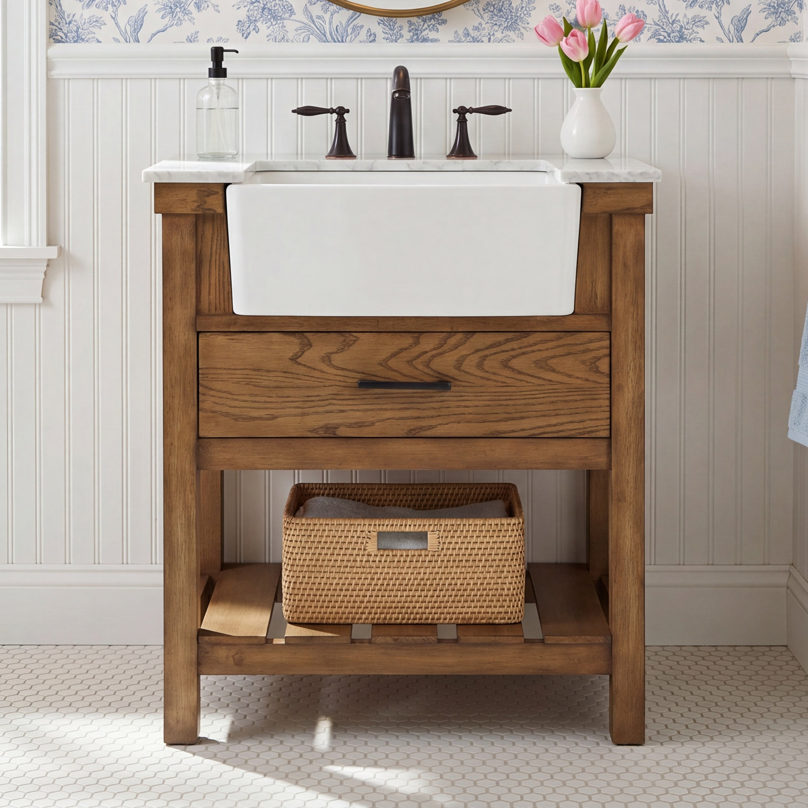 Pelaghia 30'' Single Bathroom Vanity, Dark Brown