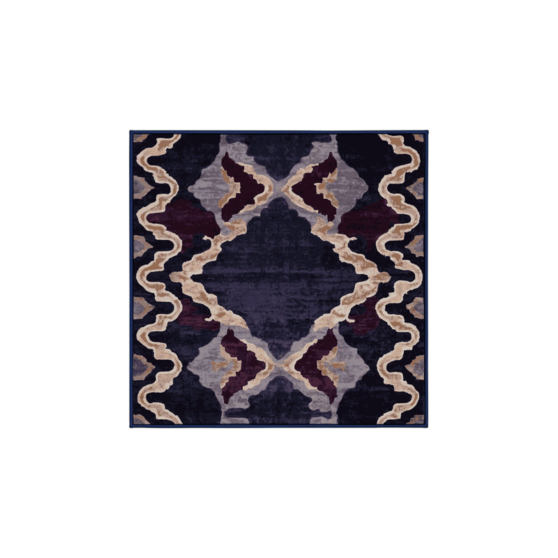 Machine Washable Purple Area Rug, Square 6'