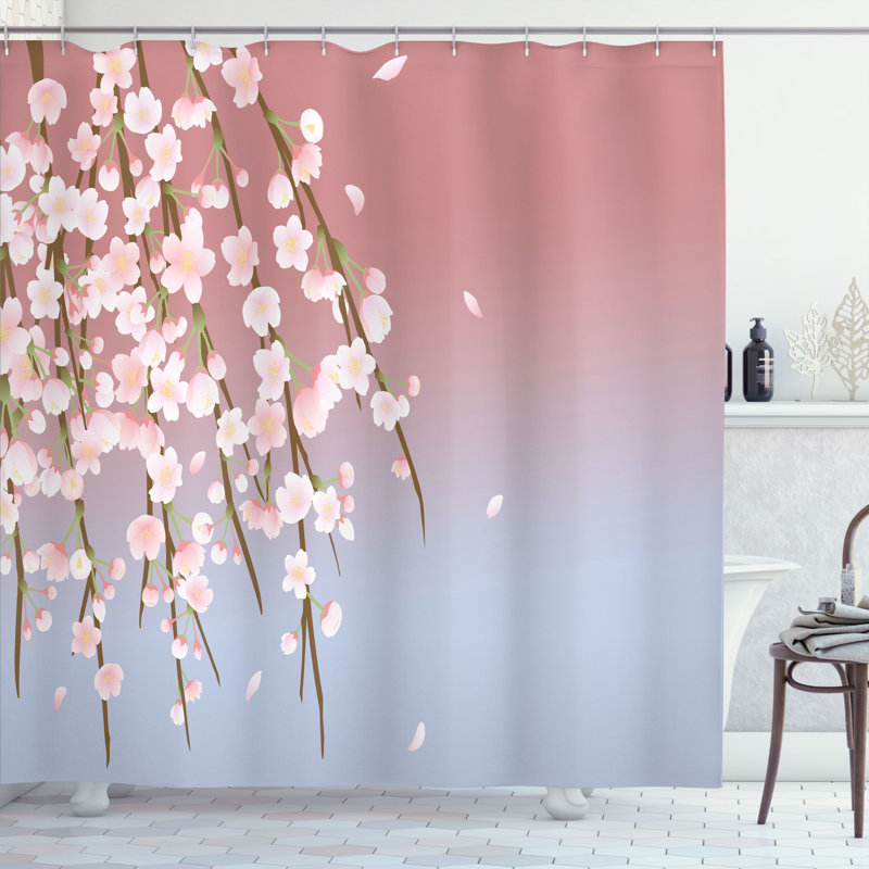 Shower Curtain with Hooks Included, 70" H x 69" W, Blush