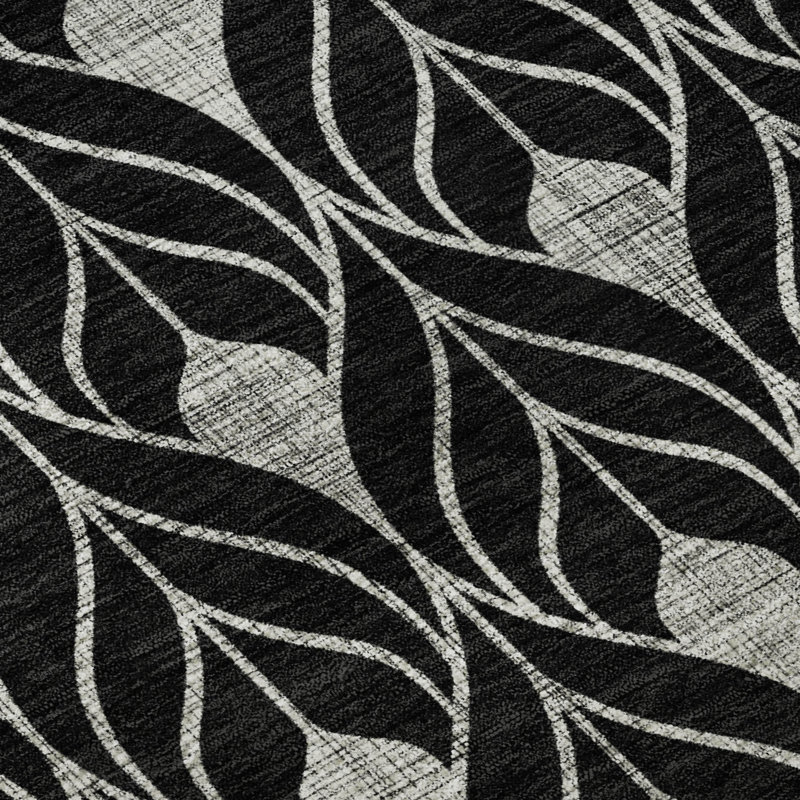 Tapis noir Prisco lavable à la machine de qualité supérieure, Rectangulaire 8 pi x 10 pi