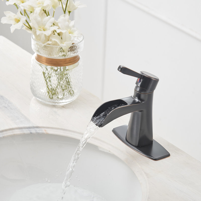 Robinet de salle de bains monotrou avec ensemble de drainage, Bronze huilé