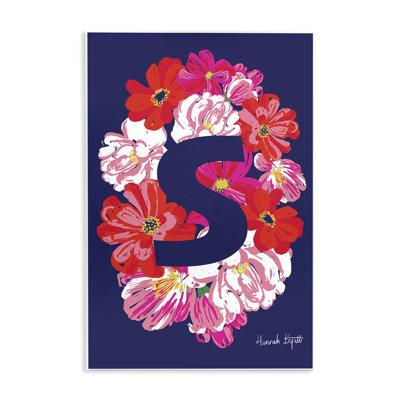 Art floral sur plaque florale lettre S par Hannah Louise Byatt