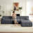 Mercer41 100.4” Velvet L-Shaped Modular Cloud Couch with Reversible Ottoman,4 Seater Button Ring Tufted Combination Sofa for Living Room-1036517338