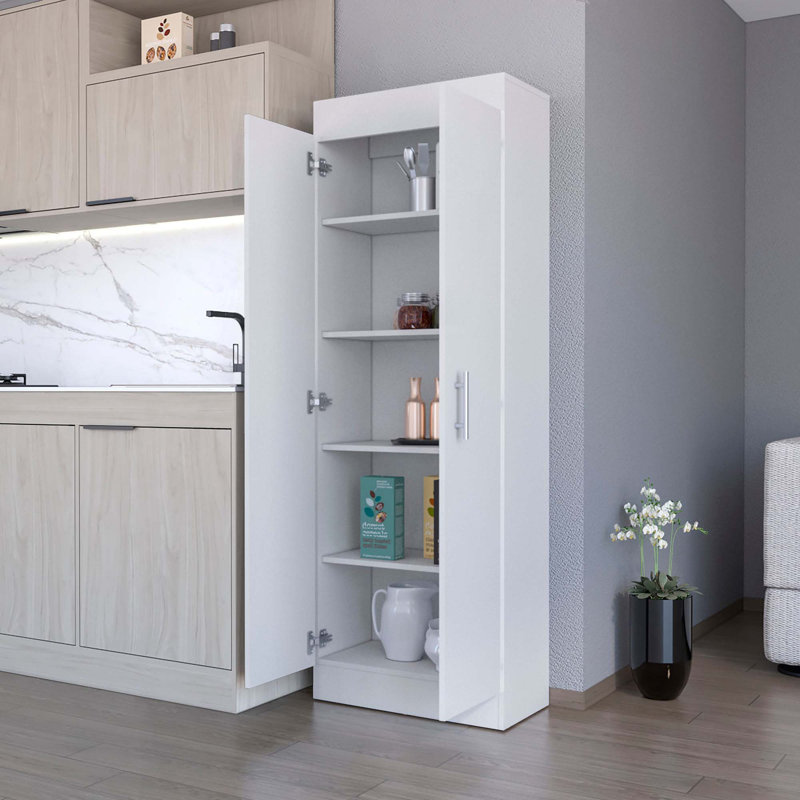Sideboard, 5-Shelf Storage Pantry Cabinet, White
