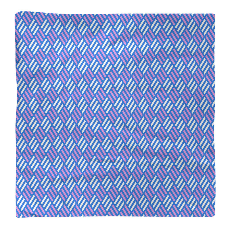 Serviette en coton à carreaux à rayures, Bleu / Mauve, H 0,1 po x l 22 po x P 22 po, Sergé de polyester