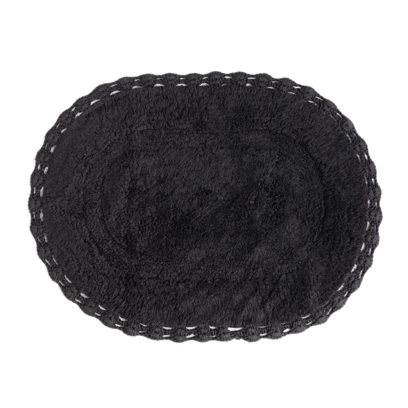 Schrick Bath Rug with Non-Slip Backing, Black