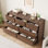 Commode 7 tiroirs - Commode en bois de 54 pouces de large avec grand rangement, organisateur pour chambre à coucher, salon, chambre de bébé, vestibule (noyer)