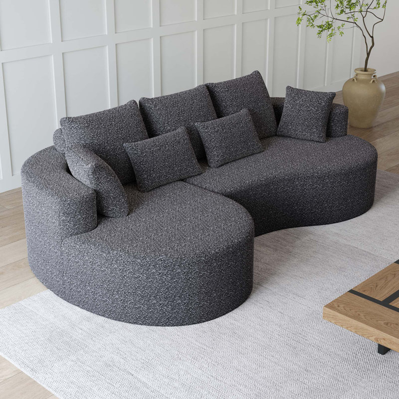 Boneless Modern Upholstered Oversized Sectional Sofa, 105-Inch Chenille 4-Seater Extra Deep & Wide Seat Curved Cloud Couch with 7 Pillows, Free Combination Sofa Couch for Living Room,Bedroom