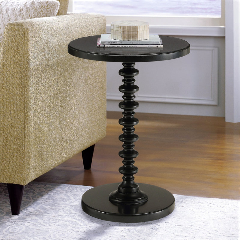 Table de bout ronde en bois, Noir