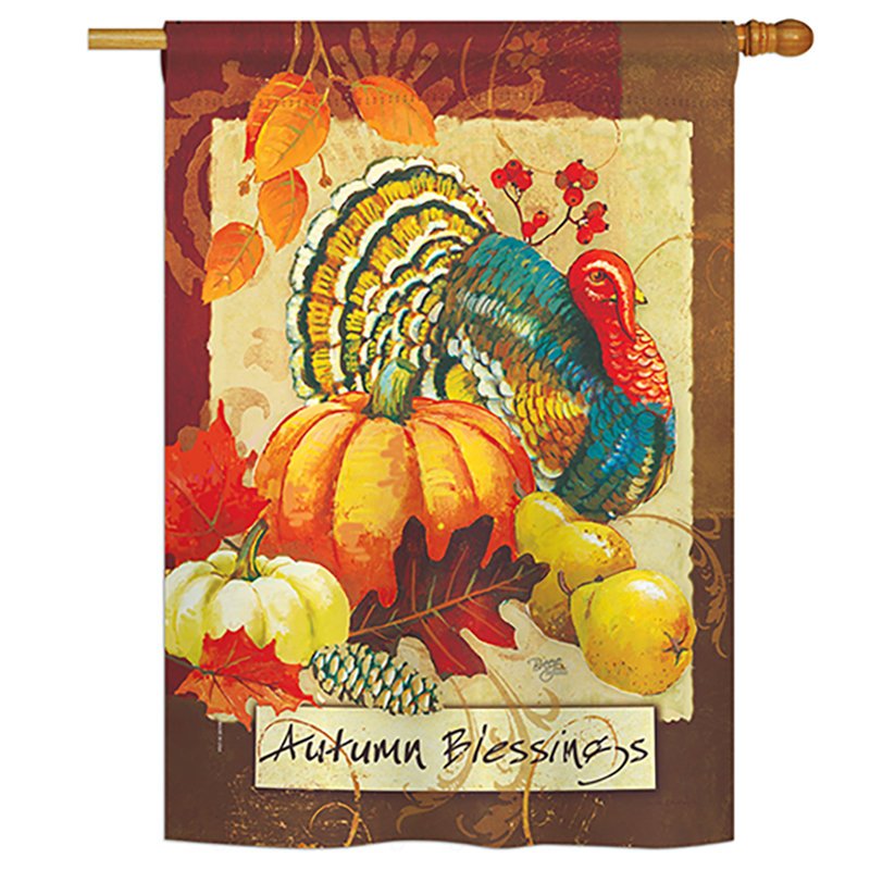 Polyester de 2 côtés 40 x 28 po automne bénédiction drapeau maison