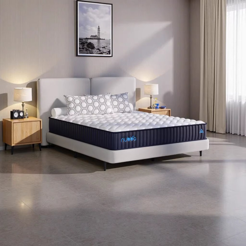 NUBBA 12" Twin Size Premier Luxury Hybrid Mattress - Firm, White, Made in USA, Twin