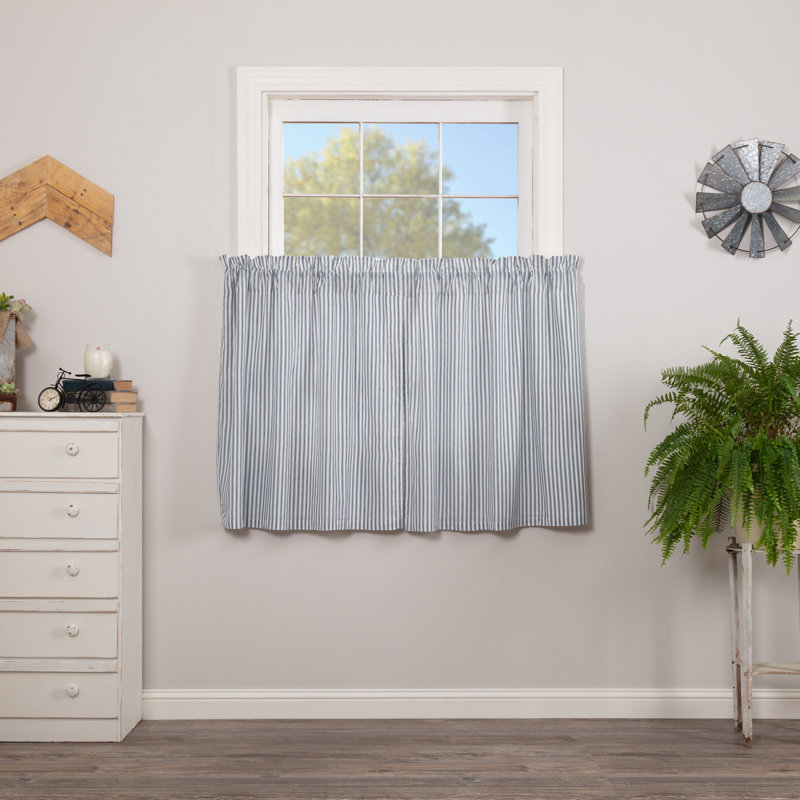 Rideau de café 72 po Sawyer Mill, Bleu denim / blanc cassé, L 72 po x H 36 po