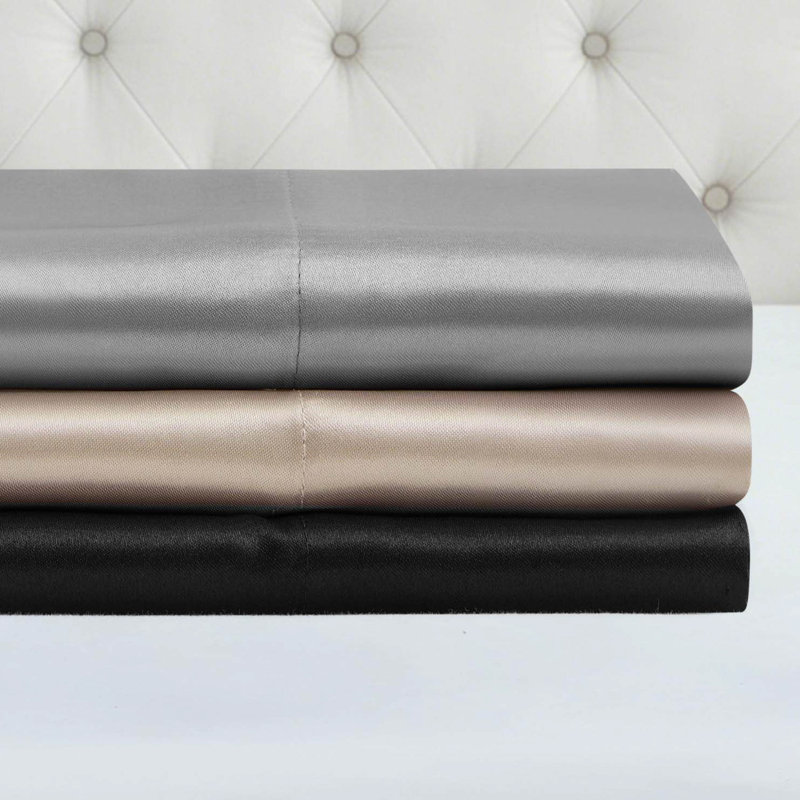 BCBG Satin Sheet Sets with Extra Pillowcases, Lit simple, Beige clair de lune