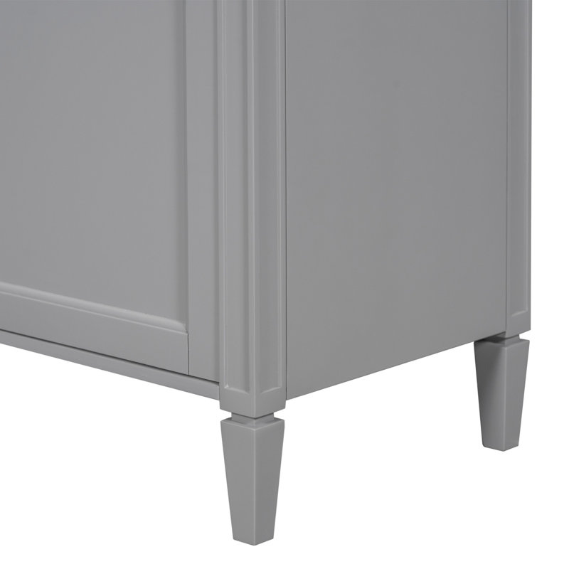 Bathroom Vanity With Top Sink, Bathroom Storage Cabinet With 2 Drawers And One Tip-Out Drawer, Gray