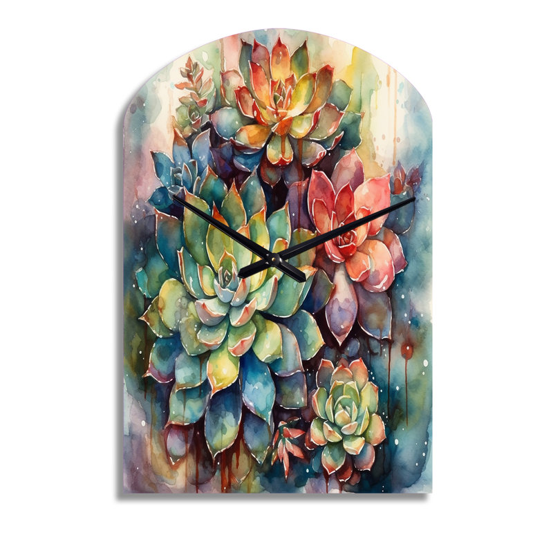 Horloge murale cactus verte verte, cactus Scenery IV - Cactus, Moyenne