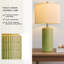 Lampe de table 23 po en céramique verte minimaliste moderne, convenant aux salons, chambres à coucher, tables de chevet et bureaux