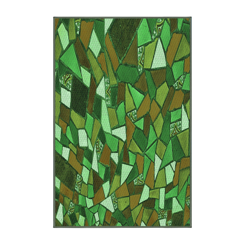 Tapis 100% à motifs lavables à la machine 2989 Pat676 GRN, Rectangle 7 pi x 9 pi