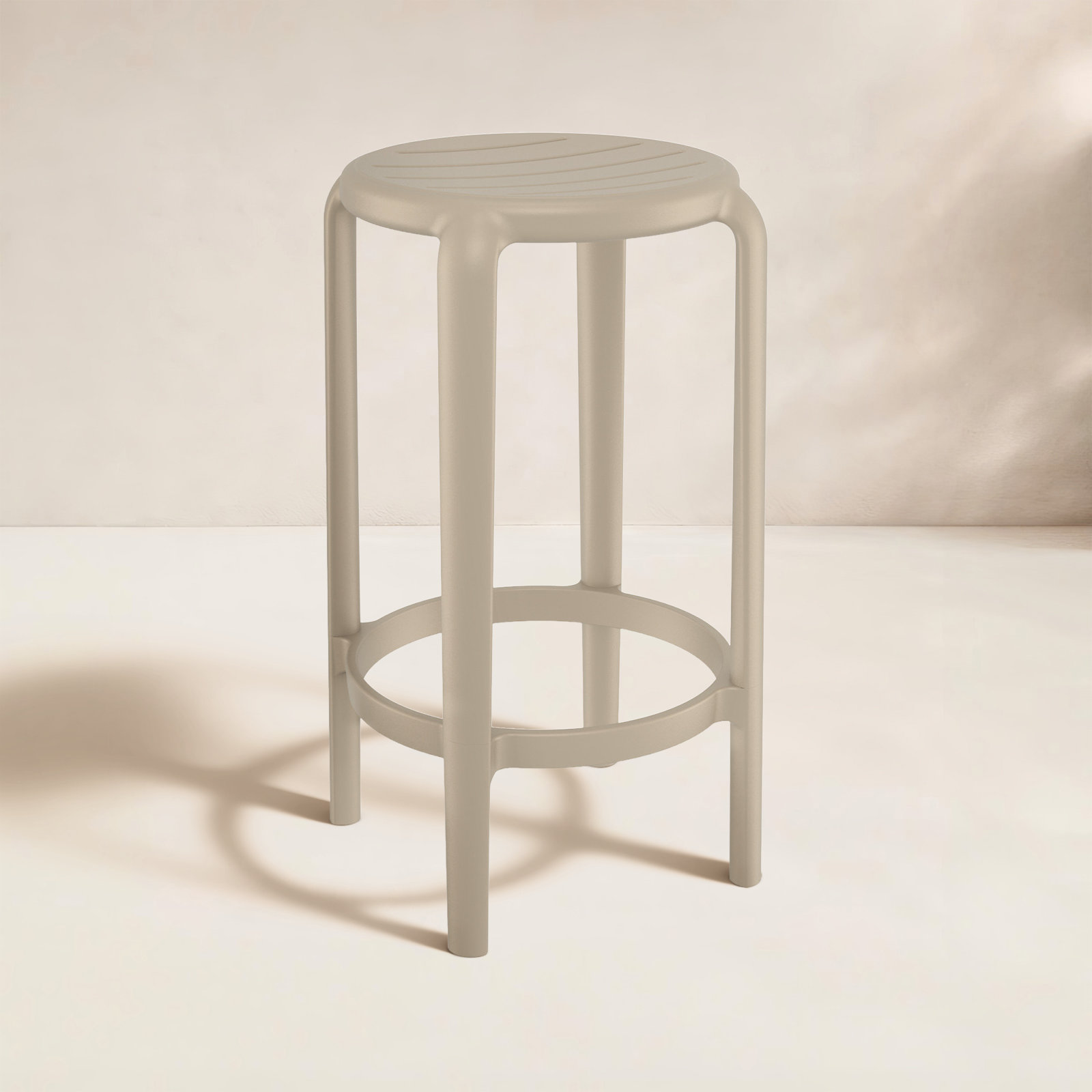 Awan Backless Outdoor Bar Stool, 25.75", Taupe