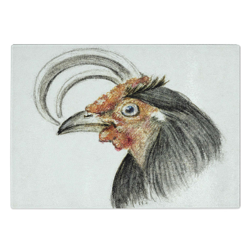 Glass Head of A Rooster by Jean Bernard Chopping Board, 28.5 cm W x 20 cm L