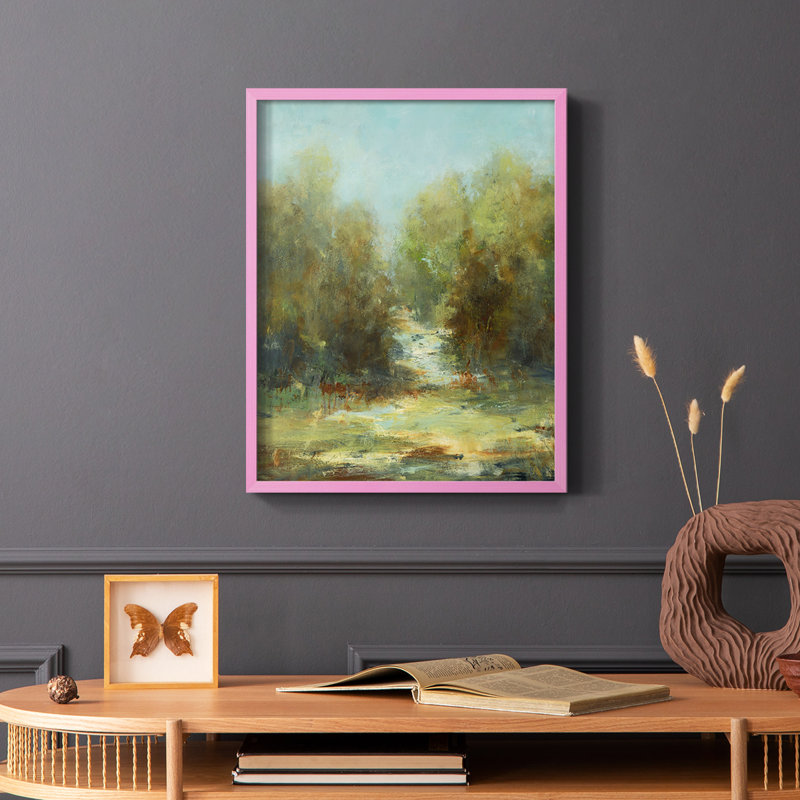 A Walk in the Woods Framed Print - Solid Wood, Pink, 10" H x 8" W