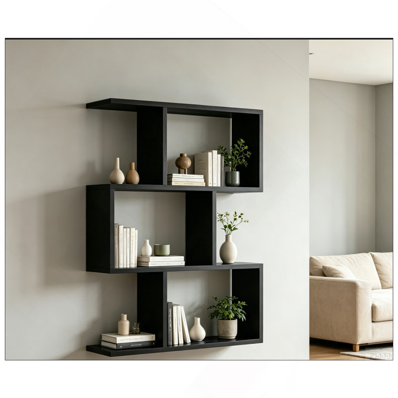 Bibliothèque simple à trois couches noire