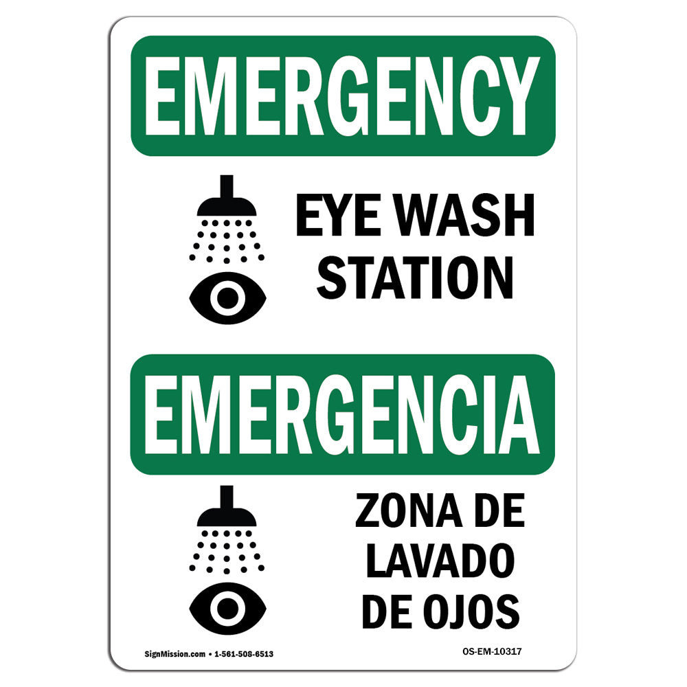 SignMission Eye Wash Station Bilingual Aluminum Sign 12 x 18 - Wayfair ...