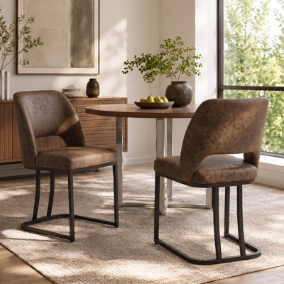Ensemble de 2 chaises d'appoint rembourrées modernes en similicuir avec cadre en métal pour la cuisine et la salle à manger, ensemble de 2