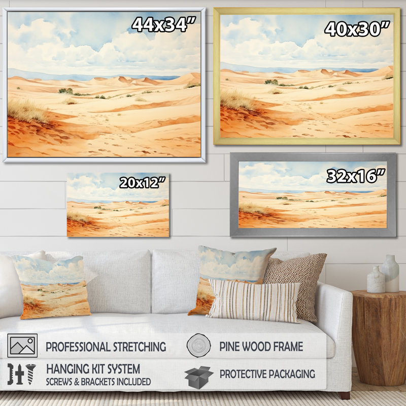 Paysage désertique de dunes de sable en Afrique V - Art mural désert, Cadre d'angle fermé noir, H 24 po x l 32 po x P 1 po
