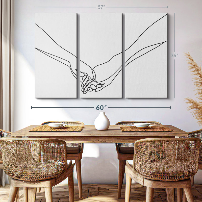 "Couple tenant la main" sur toile, H 36 po x l 57 po x P 1,25 po