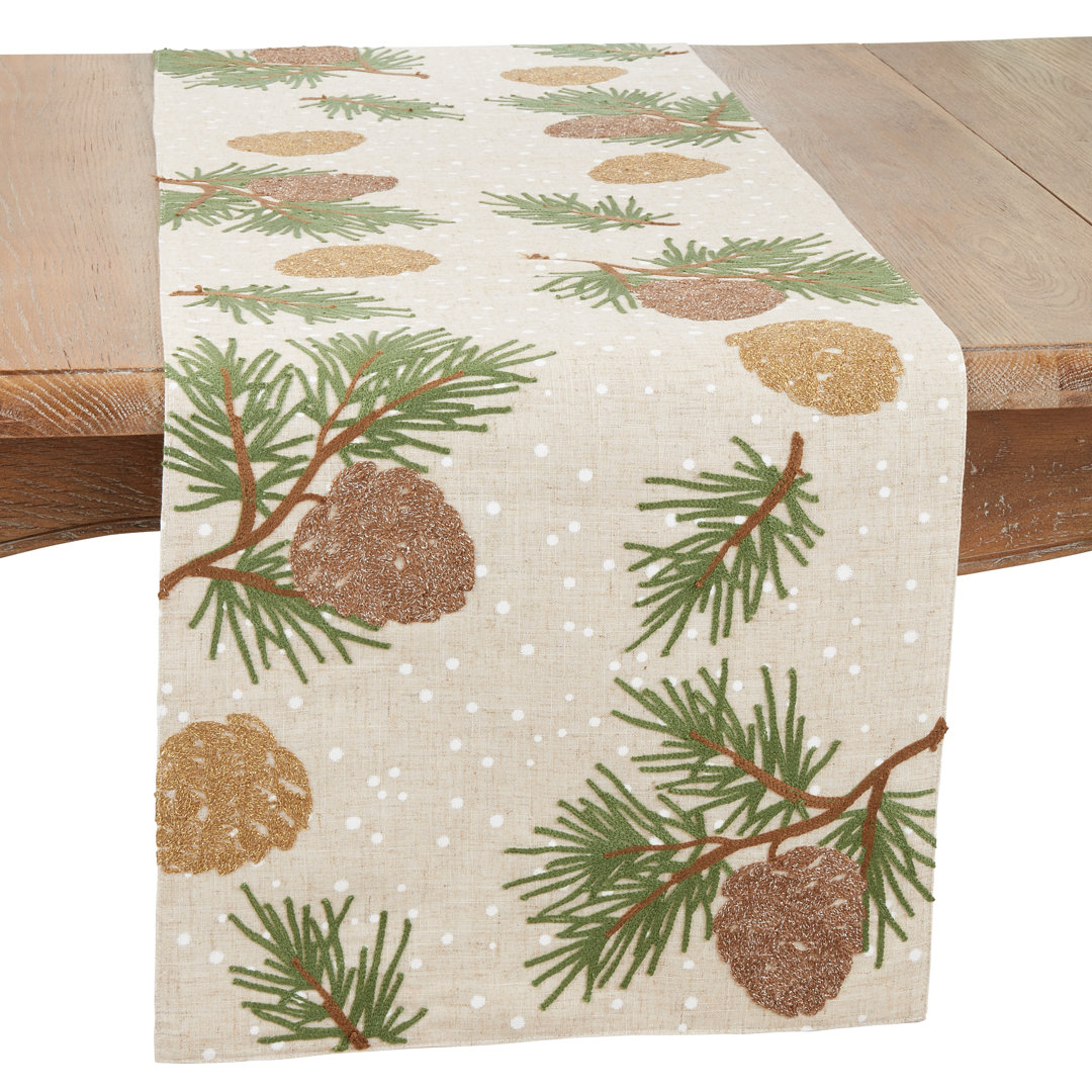 Earthy Pinecones Table Runner Saro