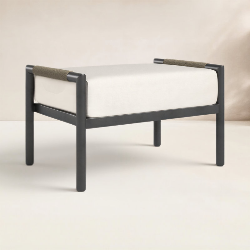 Repose-pieds d'extérieur avec coussin Sunbrella Esme, Sunbrella® Echo Ash