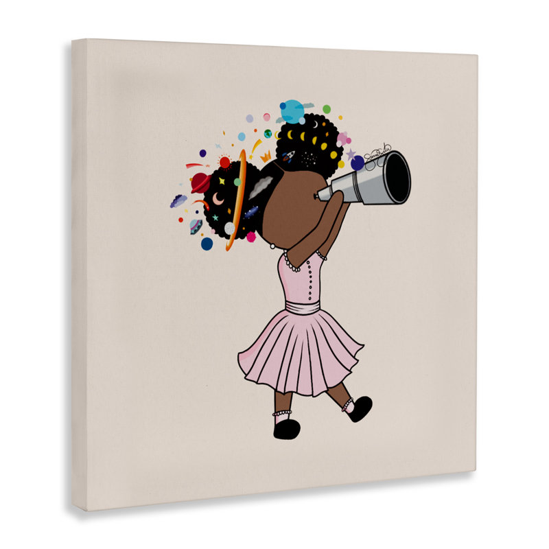 Fille céleste avec toile de télescope, conception de Sierra Siler, H 17 po x l 17 po