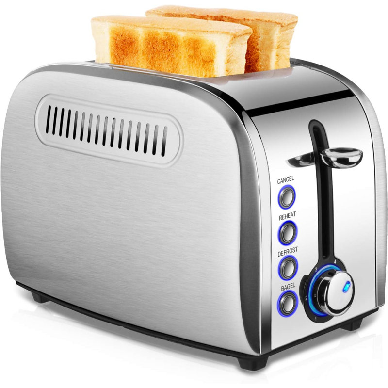 Grille-pain rétro en acier inoxydable avec fente extra large de 1,5 po