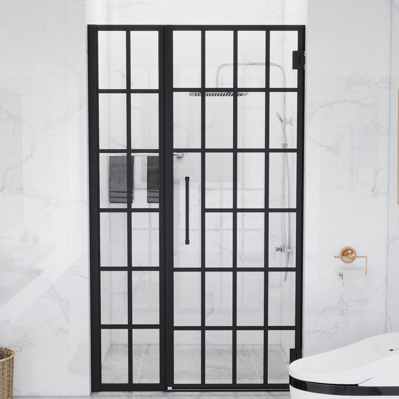 Porte de douche pivotante sans cadre avec verre à motif l 40 po x H 72 po
