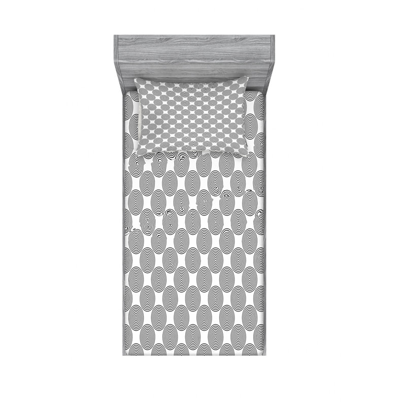 Microfiber Geometric Sheet Set, Twin Sheet Set with Fitted Sheet