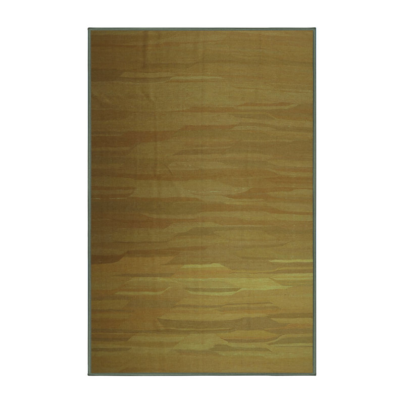 Tapis abstrait vert tissé à la machine, Rectangle 8 pi x 10 pi