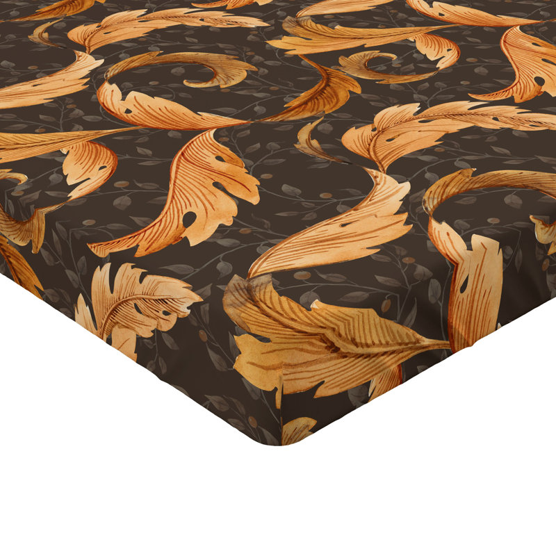 Drap-housse Ambesonne, Orange pâle, cacao foncé / floral, Drap-housse de taille double