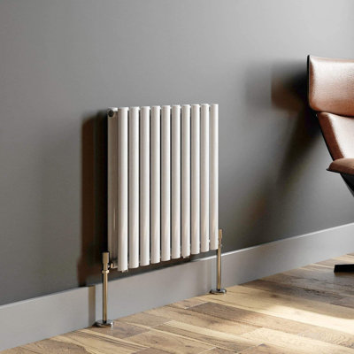 iBathUK Princia Horizontal Double Oval Panel Radiator Angled Valve