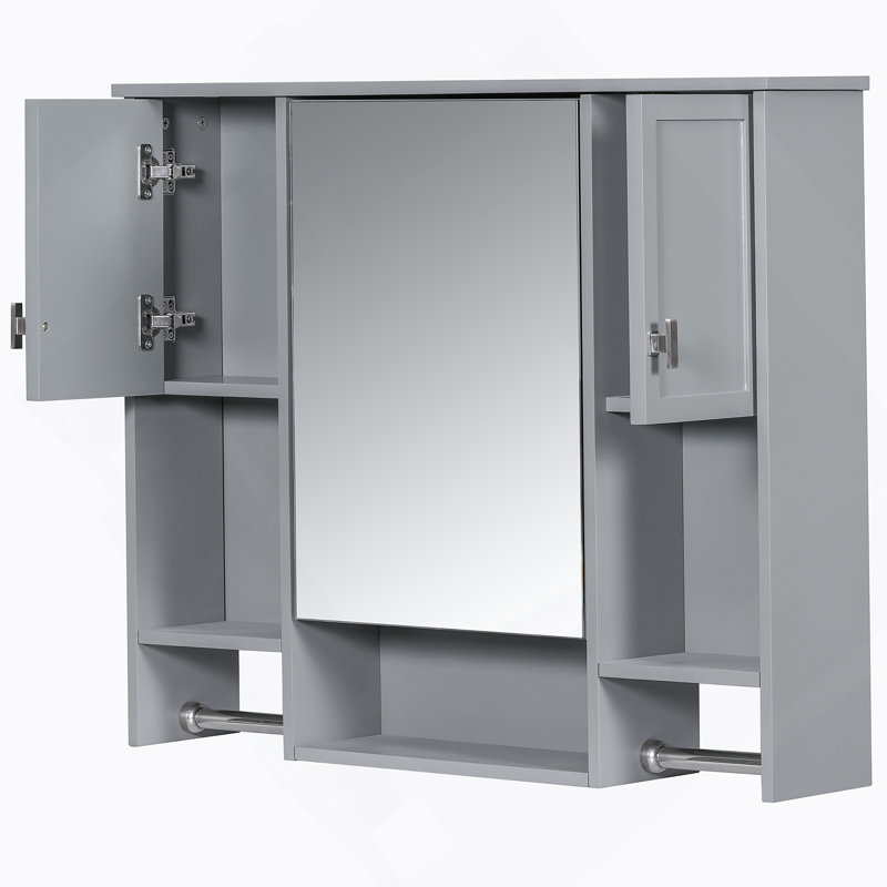 Armoire à pharmacie murale 35 x 28 pouces avec barre à serviettes, Gris