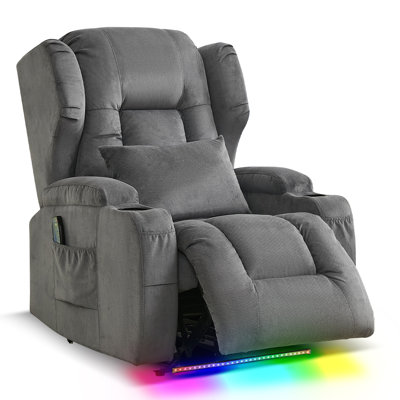 Havya Power Recliner Home Theater Chair with Cup Holders Built-in USB Port LED Lights