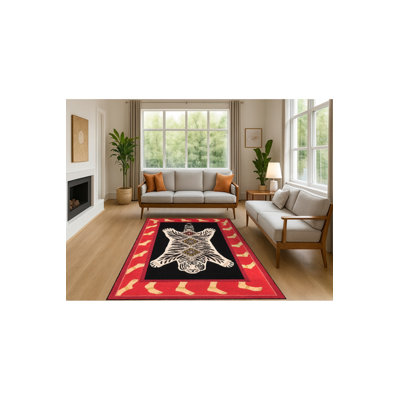 Tapis vert lavable à imprimé tigre Mosso