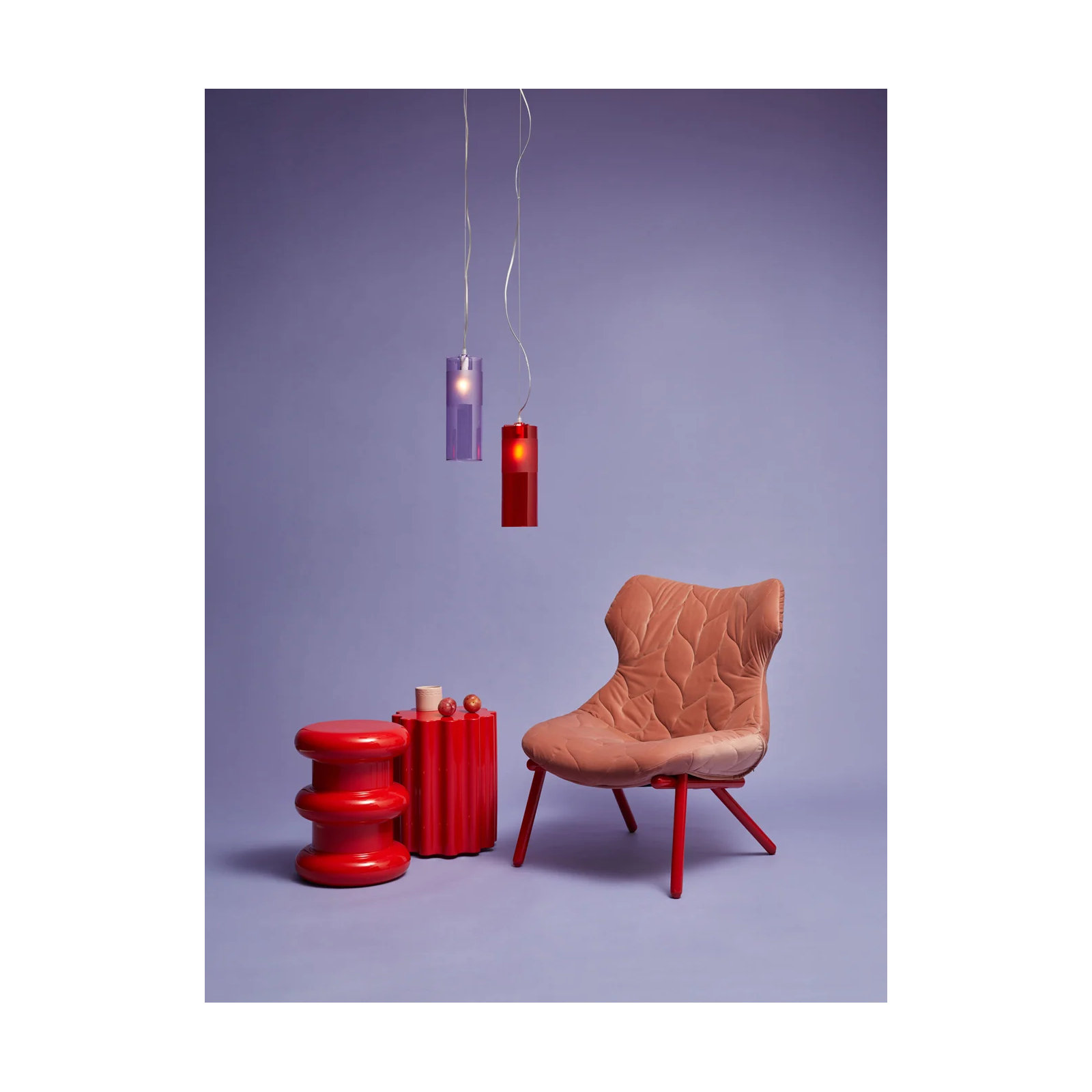Pilastro Accent Stool, Red