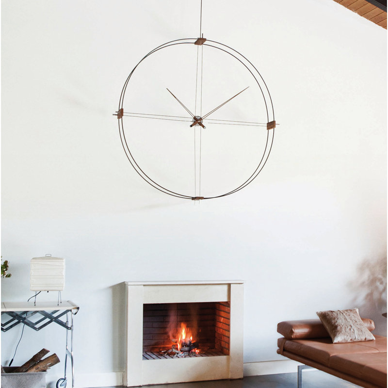 Delmori Analog Wall Clock, Chrome/Walnut