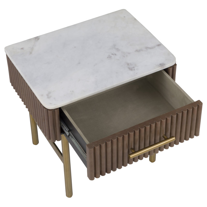 One Drawer End Table, White