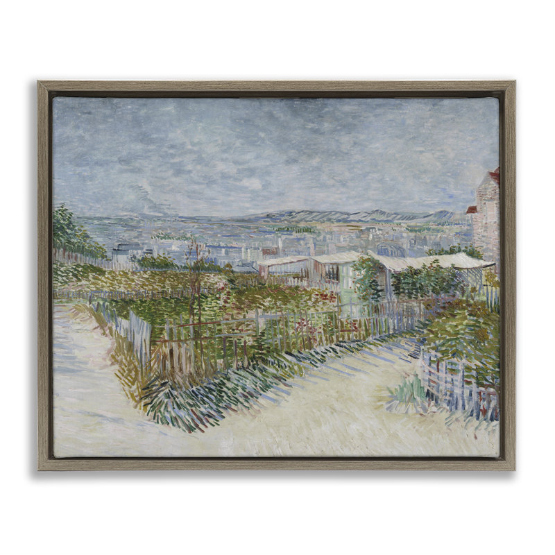 «Van Gogh Monmarte Landscape», toile encadrée flottante noire par one1000paints, Cadre flottant orme Montalcino