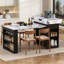 Table de salle à manger extensible pliante avec tiroirs, prise de courant, roulettes et rangement (18,7 po à 57,7 po, noir + blanc marbre)
